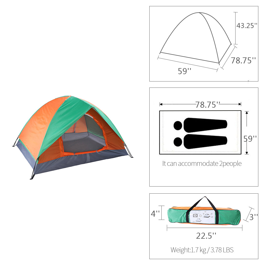 Outdoor 2-Person Double Door Camping Dome Tent - Matthew Petersen