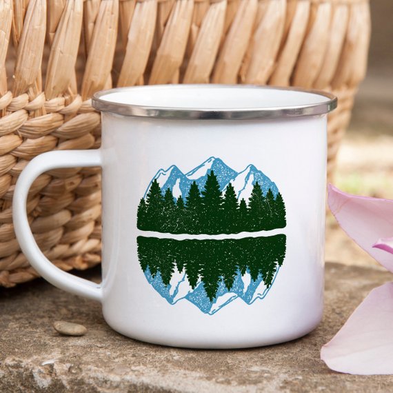 Mountain Mug Enamel Mug Wanderlust Camping Mug The - Matthew Petersen