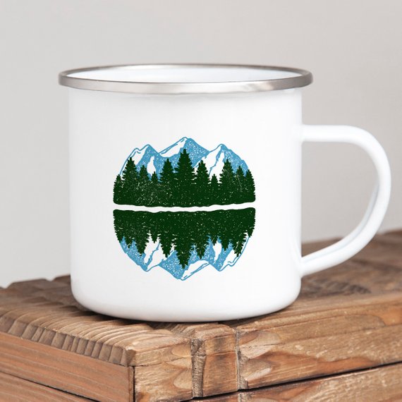 Mountain Mug Enamel Mug Wanderlust Camping Mug The - Matthew Petersen