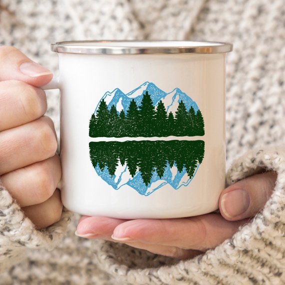 Mountain Mug Enamel Mug Wanderlust Camping Mug The - Matthew Petersen