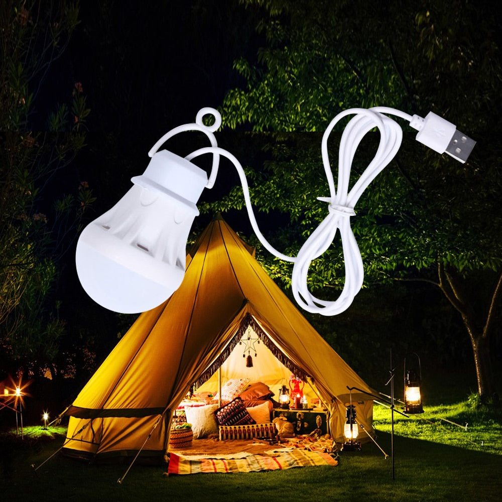 Portable USB LED Lamp Bulb Mini Camping Lantern 5V Hanging Tent Fishing Night Light Book Reading Powerbank Birght Table Lamp 50 - Matthew Petersen