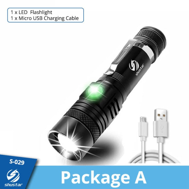 Ultra Bright LED Flashlight With XP-L V6 LED lamp beads Waterproof Torch Zoomable 4 lighting modes Multi-function USB charging - Matthew Petersen