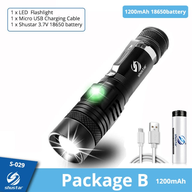 Ultra Bright LED Flashlight With XP-L V6 LED lamp beads Waterproof Torch Zoomable 4 lighting modes Multi-function USB charging - Matthew Petersen